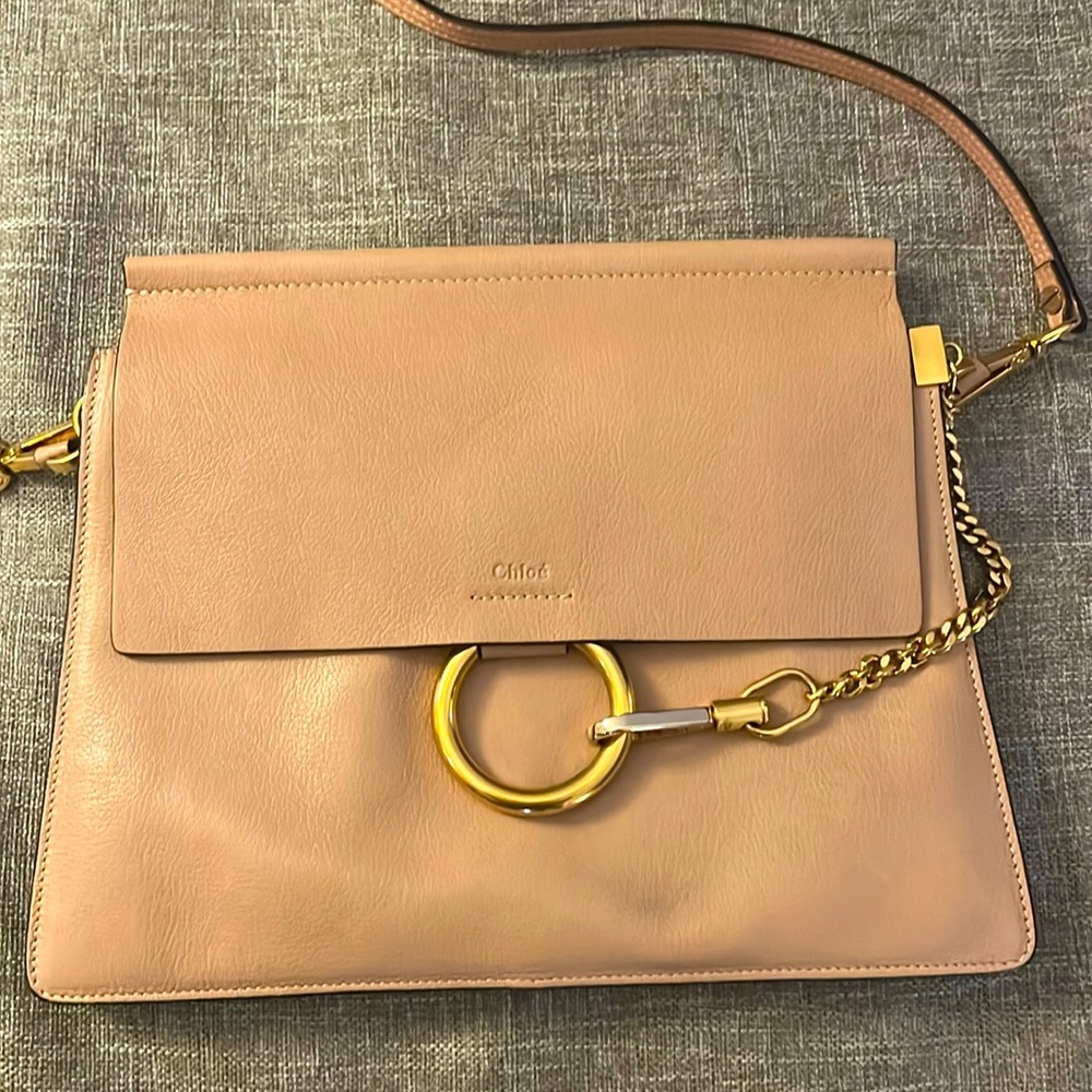 AUTH Chloe Faye Shoulder Bag Beige Leather